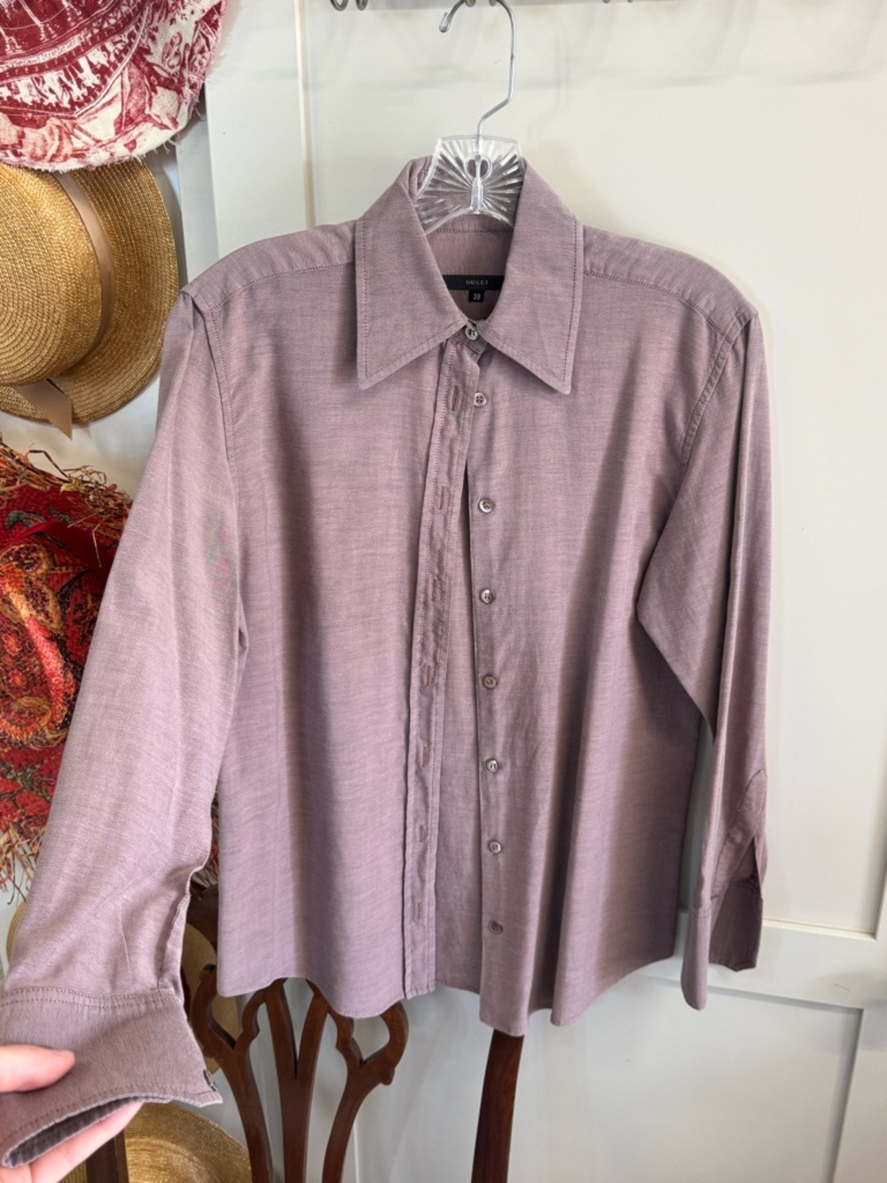 GUCCI Classic Button-Down Shirt - Dusty Mauve